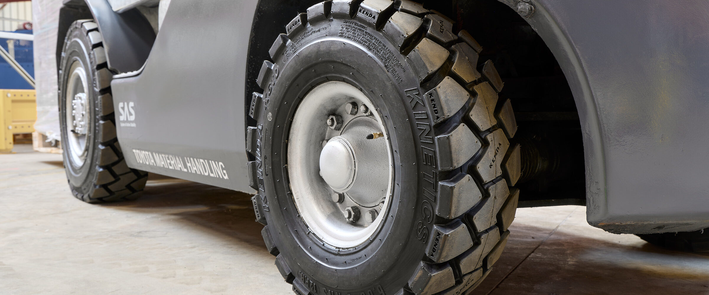 Semi close-up of fork lift truck fitted with the KENDA K610